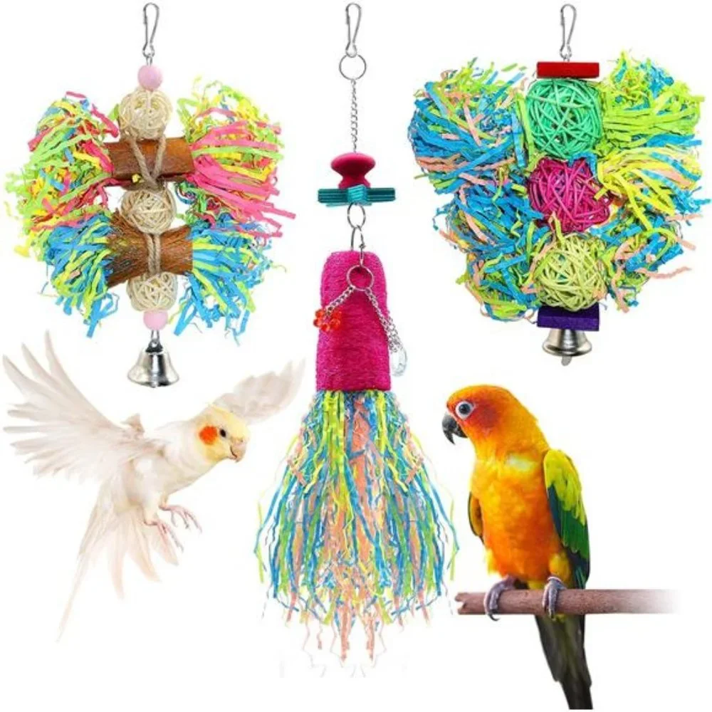 Bird Chewing Toys Parrot Shredder Toy Shred Foraging Hanging Cage Toy for Conure